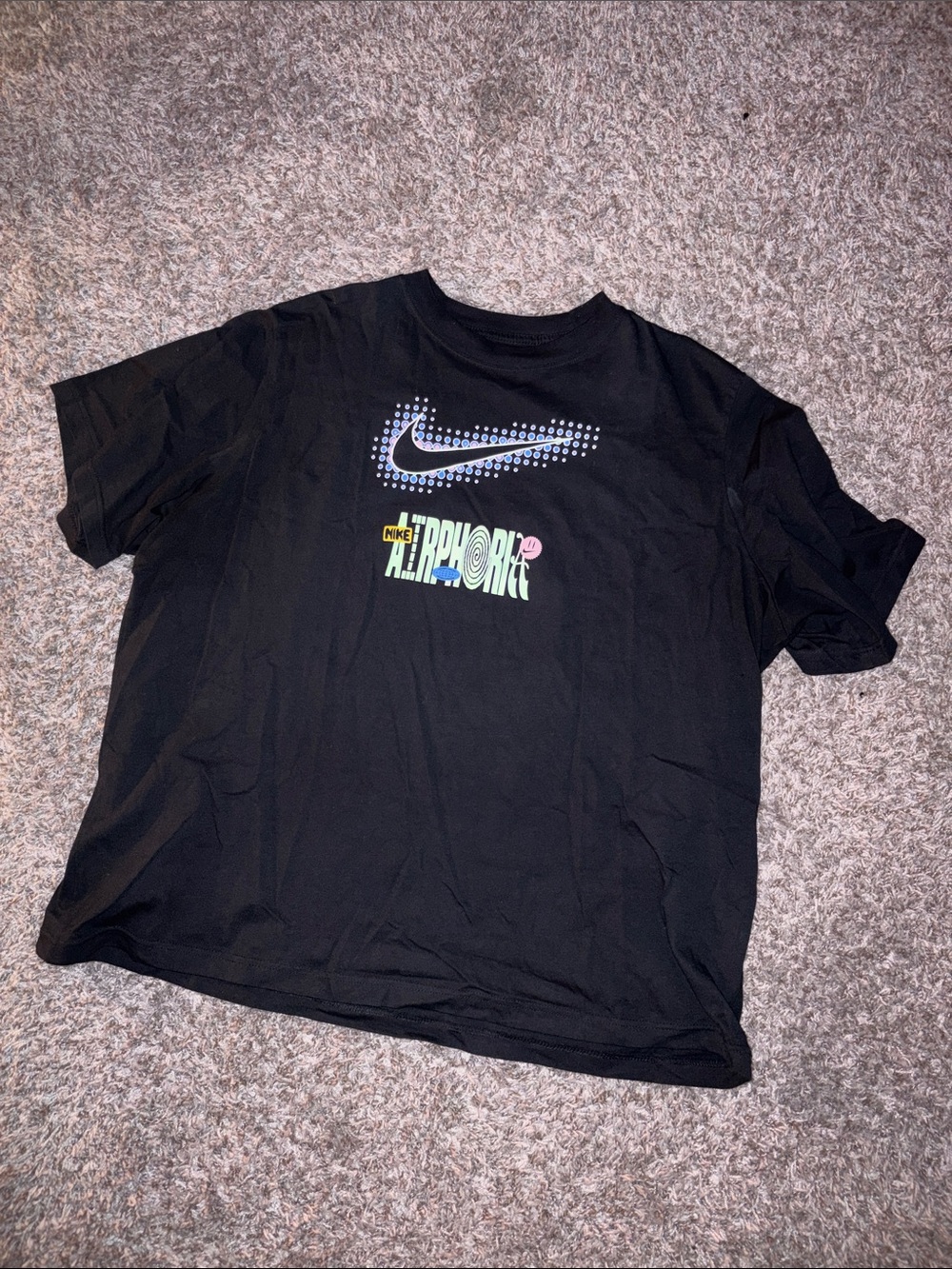 Nike Black Short-Sleeve Tee with Multicolor Logo